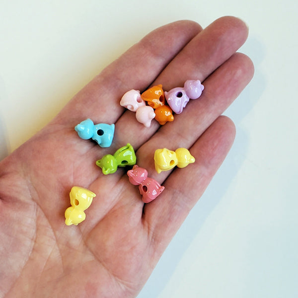 TINY CAT BEADS, colorful - Jewelry Findings, I Spy Trinkets, animal beads, 12mm beads, Acrylic beads, animal trinkets, Novelty beads