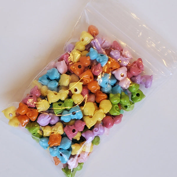 TINY CAT BEADS, colorful - Jewelry Findings, I Spy Trinkets, animal beads, 12mm beads, Acrylic beads, animal trinkets, Novelty beads