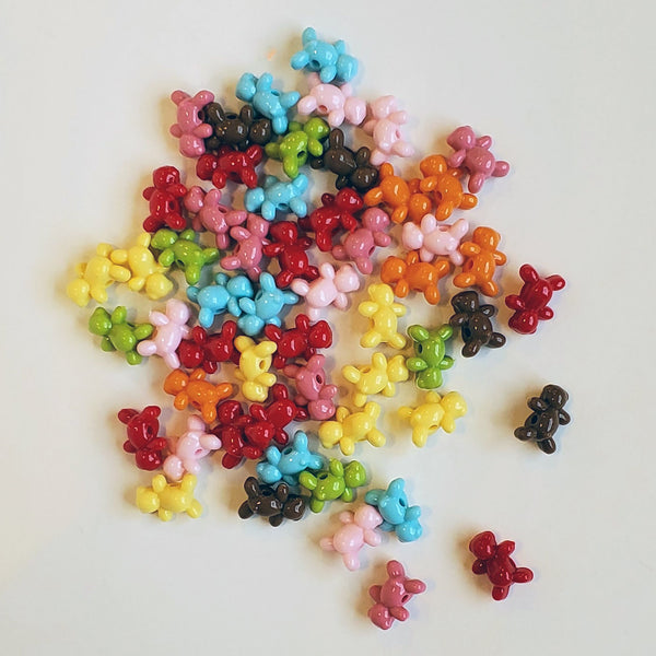 TINY BEAR BEADS, colorful - Jewelry Findings, I Spy Trinkets, animal beads, 12mm beads, Acrylic beads, trinkets, I Spy toys, novelty beads