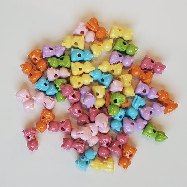 TINY CAT BEADS, colorful - Jewelry Findings, I Spy Trinkets, animal beads, 12mm beads, Acrylic beads, animal trinkets, Novelty beads