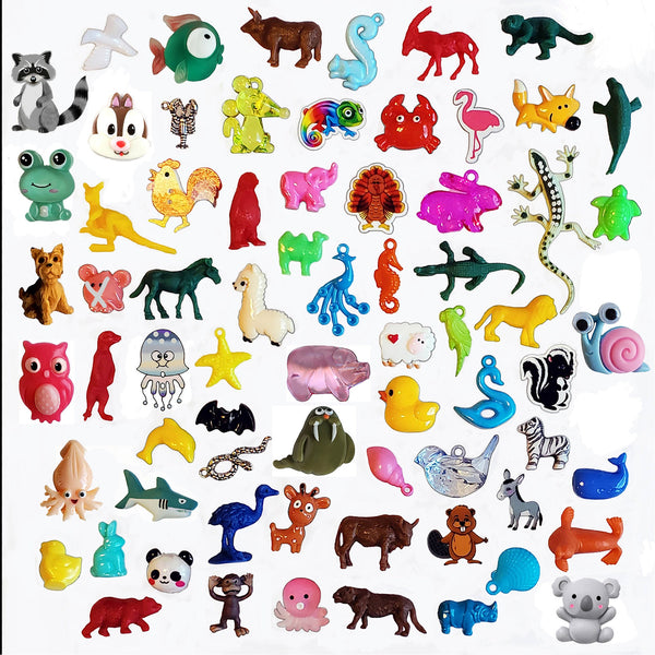 ANIMALS & SEA LIFE (40) trinkets for I Spy bags, sorting games, party decor, party favors, miniature animals, small animals. - Dinky Doodads