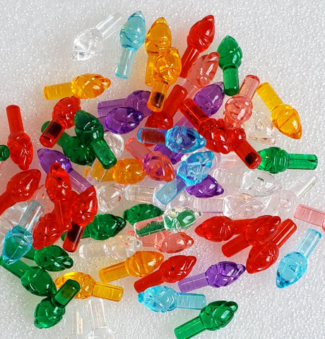 Miniature Christmas tree bulbs.  Christmas lights, Christmas crafts, Christmas miniatures.  Small plastic Christmas tree lights.