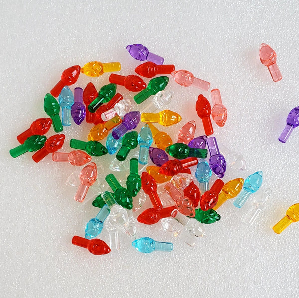 Miniature Christmas tree bulbs.  Christmas lights, Christmas crafts, Christmas miniatures.  Small plastic Christmas tree lights.