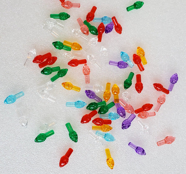 Miniature Christmas tree bulbs.  Christmas lights, Christmas crafts, Christmas miniatures.  Small plastic Christmas tree lights.
