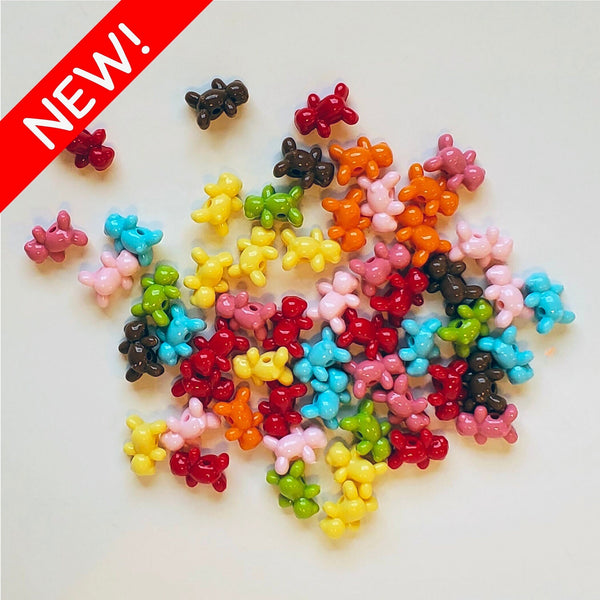 TINY BEAR BEADS, colorful - Jewelry Findings, I Spy Trinkets, animal beads, 12mm beads, Acrylic beads, trinkets, I Spy toys, novelty beads