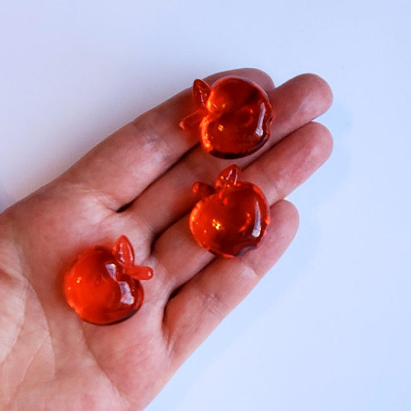RED APPLES.  3D Acrylic apples for crafts, jewelry, scrapbooking, resin fillers, speech therapy trinkets, counting, table scatter. No hole.