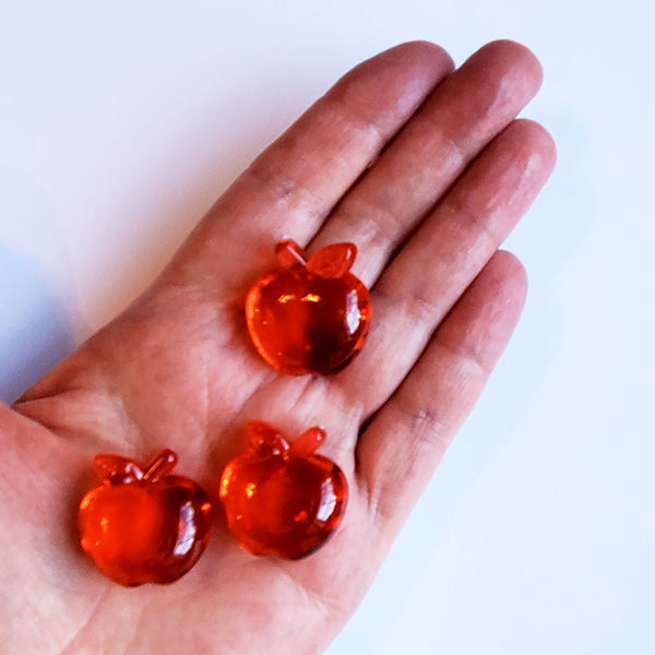 RED APPLES.  3D Acrylic apples for crafts, jewelry, scrapbooking, resin fillers, speech therapy trinkets, counting, table scatter. No hole.