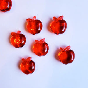 RED APPLES.  3D Acrylic apples for crafts, jewelry, scrapbooking, resin fillers, speech therapy trinkets, counting, table scatter. No hole.