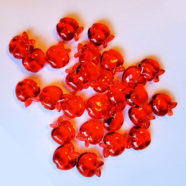 RED APPLES.  3D Acrylic apples for crafts, jewelry, scrapbooking, resin fillers, speech therapy trinkets, counting, table scatter. No hole.