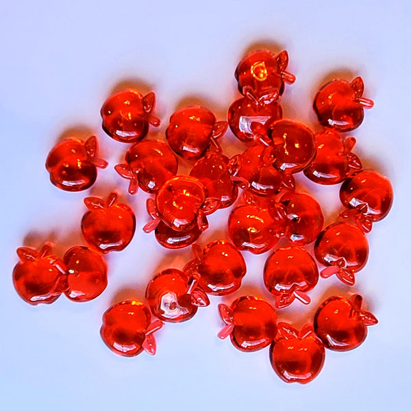 RED APPLES.  3D Acrylic apples for crafts, jewelry, scrapbooking, resin fillers, speech therapy trinkets, counting, table scatter. No hole.