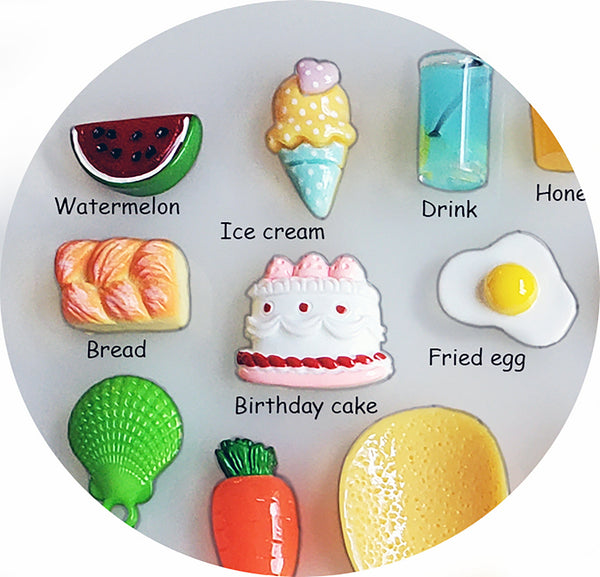 FOOD TRINKETS (50) for I Spy, Teaching, SLP, ESL, miniature food
