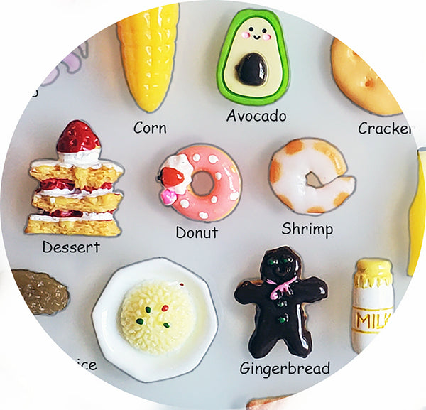 FOOD TRINKETS (50) for I Spy, Teaching, SLP, ESL, miniature food